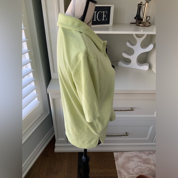 REFORMATION Fuji Button up Green Terry Shirt Short Sleeve Patch Pocket SZ Small - Picture 12 of 13